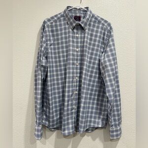 UNTUCKit Burklin performance plaid button-down shirt Blue White Red Size Large